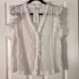 NWT- Designer Sleeveless Eyelit Peasant Top